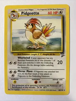 PIDGEOTTO Pokemon TCG Trading Card - RARE - 28/130 Base Set 2 - Image 1