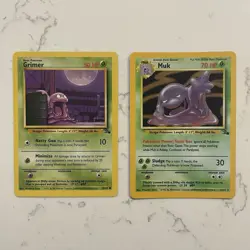 Pokemon TCG 1999 Muk Holo Rare & Grimer Base Set Unlimited Collector’s Cards - Image 1
