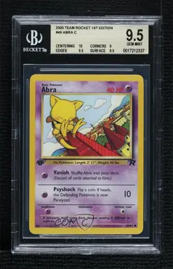 Abra 1st Ed. Pokemon Team Rocket BGS 9.5 GEM MINT 2000 - Image 1