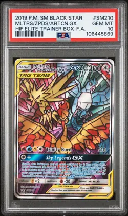 Moltres & Zapdos & Articuno GX PSA 10 - SM210 - Full Art - Promo - Pokemon - Image 1