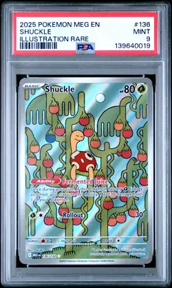 2025 POKEMON MEG EN-MEGA EVOLUTION ILLUSTRATION RARE #136 SHUCKLE PSA 9 - Image 1