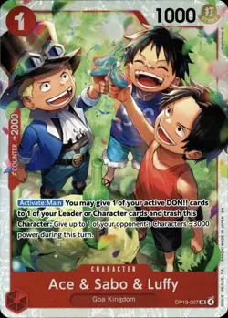 One Piece TCG • Ace & Sabo & Luffy OP13-007 • Super Rare • ENG/NM - Image 1