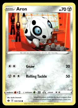 Aron 109/198 Pokemon Card Chilling Reign Common 70 HP Lightly Played OL - Image 1