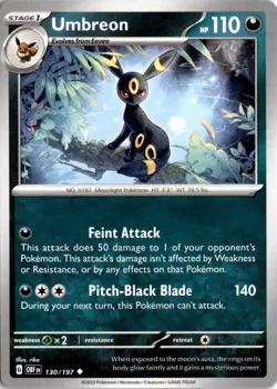 Umbreon 130/197 SV03: Obsidian Flames Pokemon Card TCG - Image 1