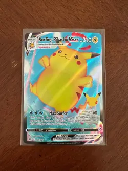 Pokemon Surfing Pikachu VMAX Ultra Rare Holo Celebrations 009/025 Card NM - Image 1