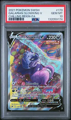 2021 POKEMON SWORD & SHIELD CHILLING REIGN FULL ART/GALARIAN SLOWKING V PSA 10 - Image 1