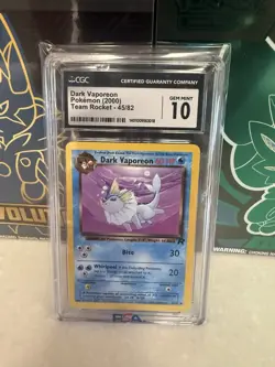 2000 Pokemon Team Rocket Dark Vaporeon #45/82 CGC 10 GEM MINT - Image 1