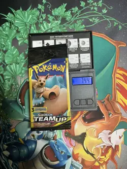 Pokemon TCG Sun & Moon Team Up Mini Long Booster Pack Snorlax Eevee Sealed 7.44G - Image 1