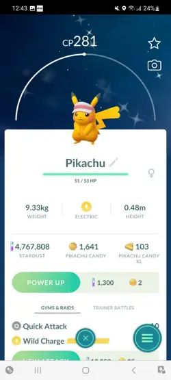 Pokemon Go Shiny Pikachu Wearing Rosa's Visor - Image 1