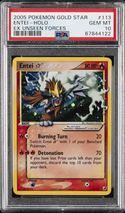 2005 POKEMON EX UNSEEN FORCES GOLD STAR #113 ENTEI-HOLO PSA 10 - Image 1