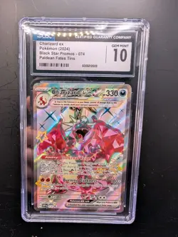 Pokemon Charizard ex 074 Paldean Fates Tins Black Star Promo Holo CGC 10 - Image 1