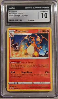 Charizard 025/185 CGC 10 Gem Mint 2020 Vivid Voltage Pokemon - Image 1