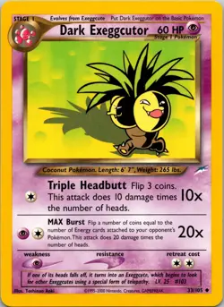 Dark Exeggcutor 033/105 Uncommon Neo Destiny LP Pokemon TCG - Image 1