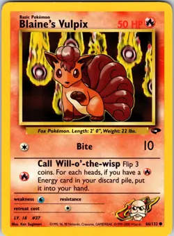 Blaine's Vulpix 066/132 Gym Challenge Pokemon LP Unlimited - Image 1