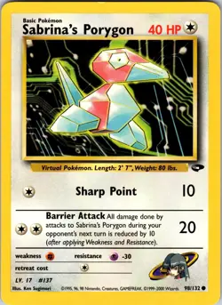 Sabrina's Porygon 098/132 Gym Challenge Pokemon LP Unlimited - Image 1