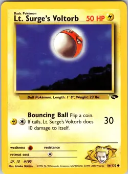 Lt. Surge's Voltorb 086/132 Gym Challenge Pokemon NM Unlimited - Image 1