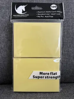 100 Premium Card Sleeves, Light Yellow, Matte Card Sleeves, Standard TCG Sleeves - Image 1