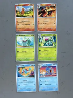Pokemon 151 English Starting 3 - Charmander Squirtle Bulbasaur + 1st Evolutions - Image 1