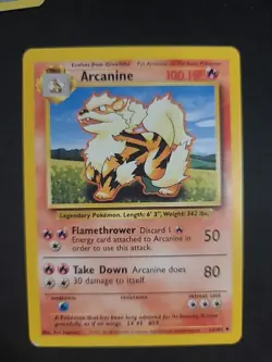 Arcanine Pokemon TCG Base Set, Unlimited, LP+ Error Yellow Dot - Image 1