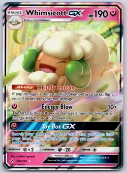 Whimsicott GX 140/214 (NM) - Sun & Moon Unbroken Bonds - Ultra Rare Pokemon TCG - Image 1