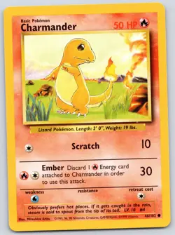 Charmander 046/102 (LP) - Base Set Unlimited Wizards of the Coast WoTC - Pokemon - Image 1