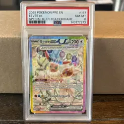 2025 Pokemon TCG Prismatic Evolutions Eevee EX Card 167/131 Special Rare PSA 8 - Image 1