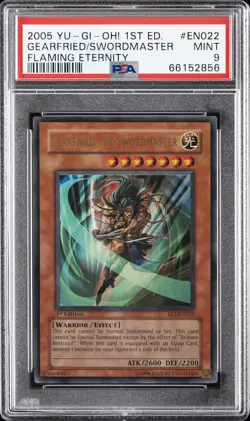 2005 YU-GI-OH! FET-FLAMING ETERNITY 1ST ED GEARFRIED THE SWORDMASTER PSA 9 - Image 1