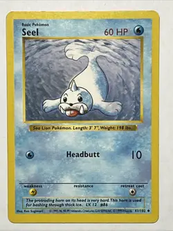 Seel 41/102 Base Set SHADOWLESS LP 1999 Vintage WOTC Pokemon TCG Card - Image 1