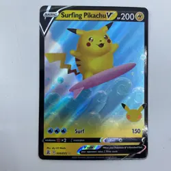 Surfing Pikachu V 8/25 Celebrations Ultra Rare Holo Pokemon TCG Card LP - Image 1