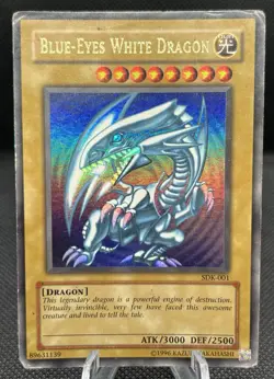 Vintage 1996 Yu-Gi-Oh! Blue-Eyes White Dragon SDK-001 - Rare Unlimited - VG - Image 1