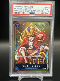 2023 One Piece Promo P-043 Monkey D. Luffy Weekly Shonen Jump. PSA Grade 6/10 - Image 1