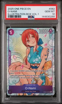 One Piece Illustration Box Vol. 1 O-Nami OP05-062 Promo PSA 10 - Image 1