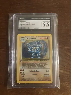 CGC 5.5 Machamp 1999 Base Set 1st Edition 8/102 Holo Pokemon Card - Image 1