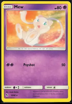 Mew 32/68 Rare Hidden Fates Pokemon Card - Image 1