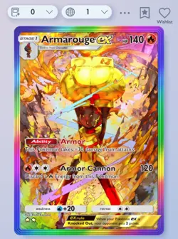 Pokemon TCG Pocket - Armarouge Ex - Rainbow 2⭐Card - English - Fast Delivery - Image 1