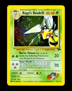 2000 Pokemon KOGAS BEEDRILL Gym Challenge HOLO RARE Unlimited Edition Card 9/132 - Image 1