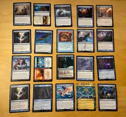 Magic The Gathering Lot Of 20 Blue Cards Including Rares and Mythics NM - Image 1