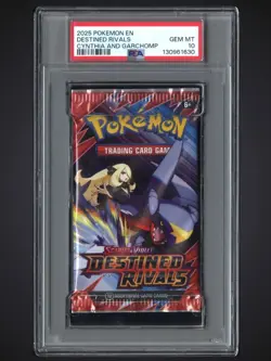 Pokemon Destined Rivals Cynthia And Garchomp Art Sealed Booster Pack PSA 10 - Image 1