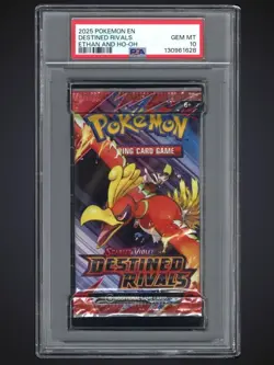 Pokemon Destined Rivals Ethan And Ho-Oh Art Sealed Booster Pack PSA 10 Gem Mint - Image 1