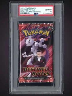 Pokemon Destined Rivals Giovanni and Mewtwo Sealed Booster Pack PSA 10 - Image 1