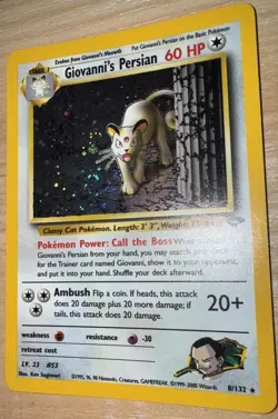 Giovanni’s Persian 8/132 Holo Rare Gym Challenge 2000 Pokemon LP/NM - Image 1