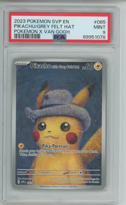 2023 POKEMON SVP EN PIKACHU / GREY FELT HAT #85 POKEMON X VAN GOGH PSA 9 - Image 1