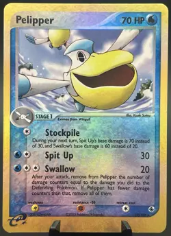 Pelipper 19/109 Reverse Holo Rare EX Ruby & Sapphire Pokemon TCG Vintage 2003 LP - Image 1
