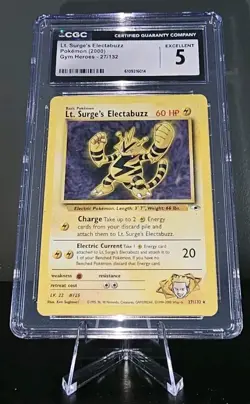 Lt. Surge's Electabuzz CGC Excellent 5 Pokemon (2000) Gym Heroes 27/132 Rare... - Image 1