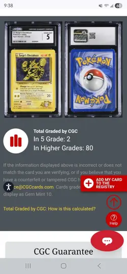 Lt. Surge's Electabuzz CGC Excellent 5 Pokemon (2000) Gym Heroes 27/132 Rare... - Image 3