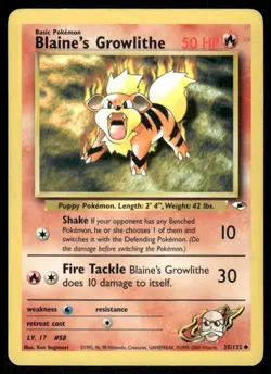 Blaine's Growlithe 35/132 Gym Heroes Pokemon TCG trading card - Image 1