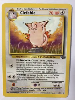 CLEFABLE Pokemon TCG Trading Card - RARE - 17/64 Jungle - Image 1