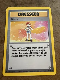 POKEMON TRAINER LASS CARD 75/102 RARE BASE SET FRENCH EDITION NM - Image 1