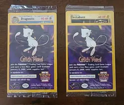 Pokemon The First Movie 2 Cards Promo Card Sealed 1999 WB Gold Stamp Catch Mew - Image 1