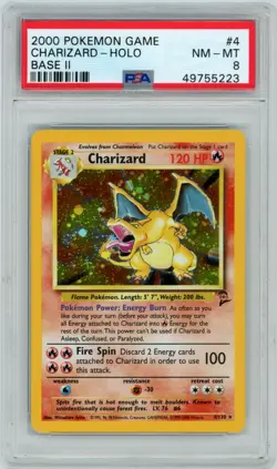 Pokemon Charizard Base Set 2 Holographic Holo Card PSA 8 - Image 1